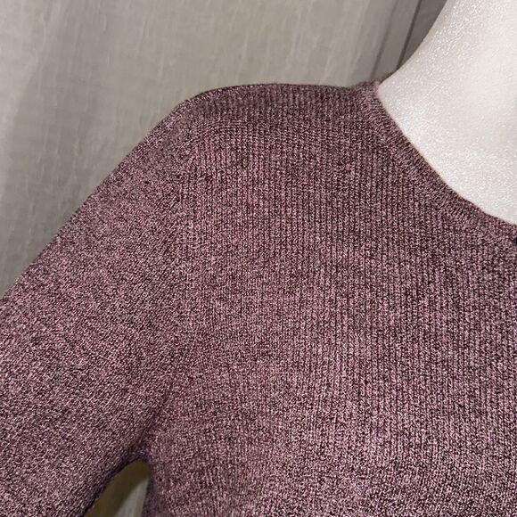 Crazy Horse LP Lavender Purple Heathered Cuffed Quarter Sleeve Cardigan - Picture 6 of 12